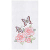 Butterflies and Pink Roses Embroidered Flour Sack Kitchen Towel