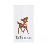 Tis the Season Vintage Reindeer Christmas Towel