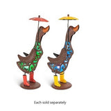 20" Solar Lighted Metal Duck with Rain Boots & Umbrella Garden Statue