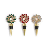 Holiday Wreath Jeweled Bottle Stoppers in Gift Box