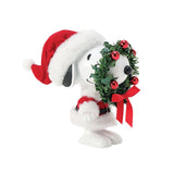 Disney Possible Dreams Spruced Up Santa Snoopy with Green Wreath Figurine 5.25"