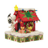 2025 Jim Shore Hallmark Exclusive Peanuts Snoopy 75th Anniversary Decorating Doghouse with LED Lit Star Prize-Worthy Christmas 6.25"