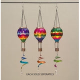 28" Solar Fire Glow Lighted Hot Air Balloon Lantern with Wind Spinner Tail