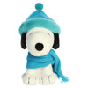 Christmas Peanuts Sitting Snoopy with Blue Scarf and Blue Hat 9" Plush Stuffed Animal