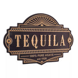 Tequila Embossed Vintage Gold on Black Metal Bar Sign