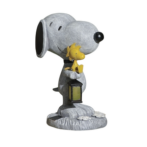 10.25" LED Solar Light Lantern Snoopy and Woodstock Garden Statue