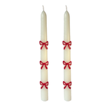 10.5" Set of 2 Red Bow Taper Candles