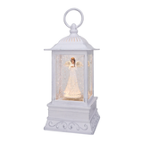 10.5" White Angel & Dove Glitter Lantern