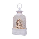 10.75" Ivory Nativity the Holy Family Glitter Lantern