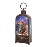 10.875" Santa Sleigh Over Tree on Christmas Eve Dome Glitter