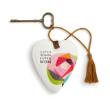 Super Woman Super Mom Art Heart with Key Stand