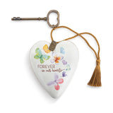 Remembrance Forever in Our Hearts Butterflies Art Heart with Key Stand