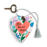One Loved Mom Recordable Art Heart with Key Stand