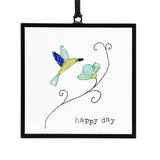 Sharon Nowlan Happy Day Hummingbird Pebble Art Suncatcher 3"x3"