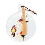 Dean Crouser's Stopping By Hummingbird Red Flower Mini Ceramic Serving Board 5"
