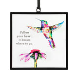 Dean Crouser's Follow Your Heart It knows Where to Go Hummingbird and Coneflower Suncatcher 3"