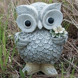 8.75" Owl in Yellow Rain Boots Garden Statue