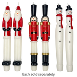 10" Set of 2 Holiday Taper Candle Santa, Nutcracker or Snowman