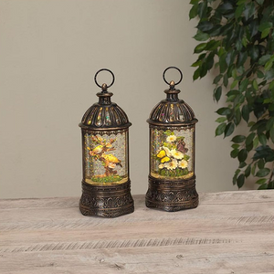 10" Spring Time Glitter Bronze Cylindrical Lantern