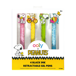 Peanuts Snoopy Black Ink Retractable Gel Pens Set of 4