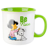 The Peanuts Gang Snoopy & Sally Be Giving Green Stoneware Camper Mug 21 Oz.