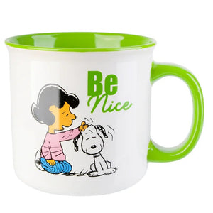 The Peanuts Gang Snoopy & Sally Be Giving Green Stoneware Camper Mug 21 Oz.
