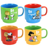 Peanuts Snoopy and Friends Colorful Mugs Set of 4 Cups 14.8 Oz each with Metal Holder Stand