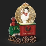 7.7" Lighted Train with Twirling Happy Snowman Waterglobe