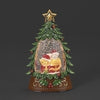 6" Lighted Cats Sleeping in Green Tree Shimmer Water Globe