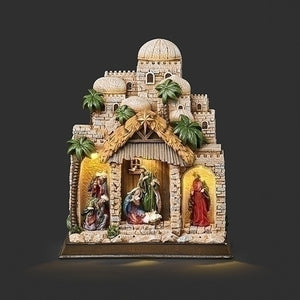 11"H LIGHTED NATIVITY IN TOWN