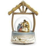 8" Holy Family Nativity Music Water Globe Under Manager Plays Silent Night