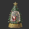 6" Lighted Santa in Green Tree Shimmer Water Globe