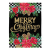 Floral Checkered Merry Christmas Suede House Flag