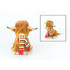 10.75" Highland Cow with Scarf Standing Stuffed Animal