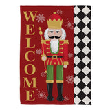 Welcome Nutcracker Suede Garden Flag