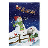 Santa's Sleigh & Snowman Suede Garden Flag