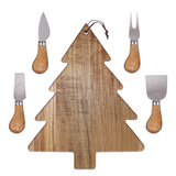 14"x12" Christmas Tree Charcuterie Board with Utensils