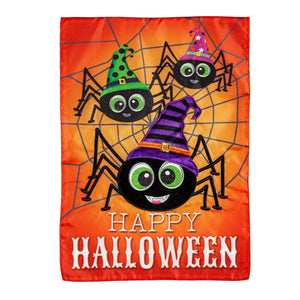 Happy Halloween Spiders Applique House Flag