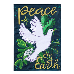 Peace On Earth Dove Applique Garden Flag