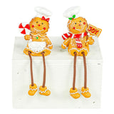 Sprinkled Frosting Gingerbread Man or Woman with Dangle Legs Figurine 5.75"