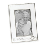 Our 25th Anniversary Silver Rings White Picture Frame Holds 4"x6" Vertical Photo