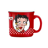 Silver Buffalo Betty Boop Core Circle Portrait and Polka Dots Glitter 20 oz. Ceramic Camper Mug