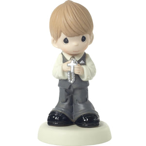 Precious Moments May His Light Shine in Your Heart Today & Always Boy First Communion Figurine