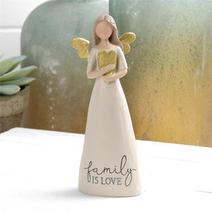 “Family is Love” Angel Holding Gold Heart