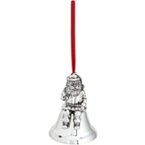 Metal Santa Bell with Velvet Ribbon Hanger, 4.25"