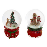100MM Musical Holiday Dogs & Cats Water Globe