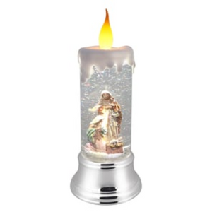11.25" Rotating Nativity Glitter Lantern Candle