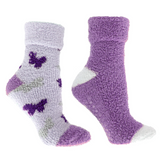 2-Pair Butterfly Bliss Therapeutic Spa Socks - infused with Shea Butter & Lavender