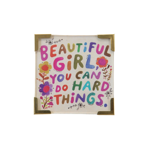 2.5" Beautiful Girl You Can Do Hard Things Corner Magnet with Cardboard Easel