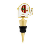 White Elephant Gold Enamel Bottle Stopper 4"